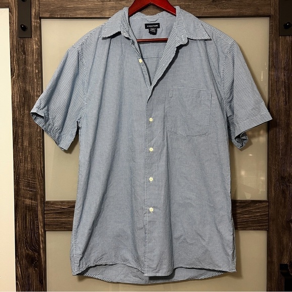 Structure Other - Vintage 90's Y2K Structure Men's Light & Navy Blue Checkered Shirt Large Preppy